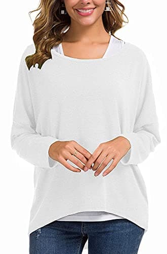 UGET Women's Oversized Batwing Sleeve Pullover Casual Top
