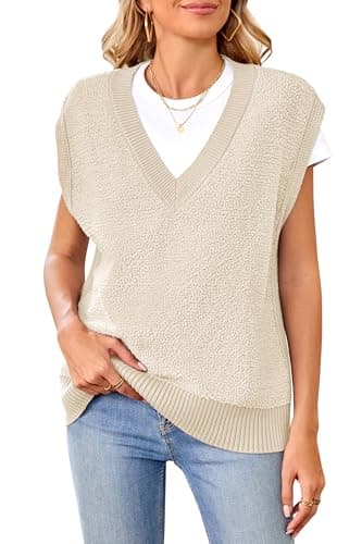 Arach&Cloz Women's Fall Sleeveless V-Neck Fleece Sweater Vest Tops
