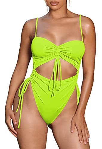 Viottiset Women's Cut-Out Drawstring Cheeky One-Piece Swimsuit