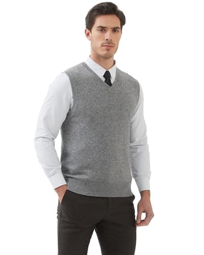Kallspin Men's Wool Blended Relaxed Fit V-Neck Sleeveless Pullover