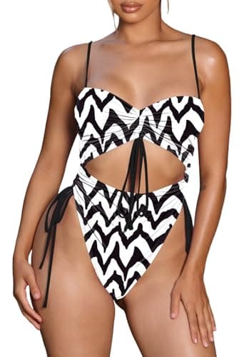Viottiset Women's Cut-Out Drawstring Cheeky One-Piece Swimsuit