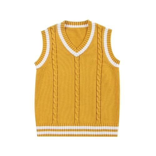 Jinghuiyue Women's Solid Color V-Neck Knit Vest
