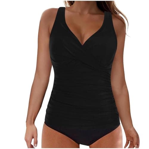 Cethrio Women's Modest Ruched Tankini Swimsuits