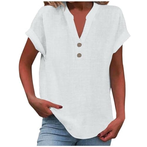 Lightweight Linen Shirts for Women Summer Casual Tops