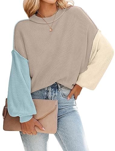 Soucrat Women's 2023 Fall Batwing Oversized Knit Sweater Trendy Side Slit