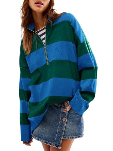 Yousify Oversized Women's Half Zip Turtleneck Sweater S-2XL