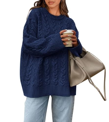 Okiwam Women's Oversized Chunky Knitted Long Sleeve Pullover