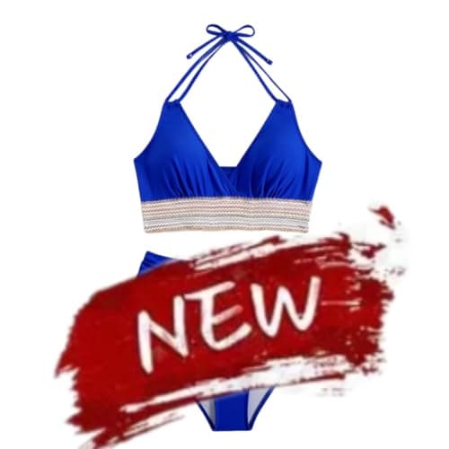 High-Waisted Tummy Control Color Block Bikini Sets Summer Swimwear