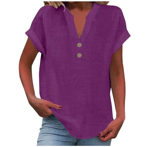 Lightweight Linen Shirts for Women Summer Casual Tops