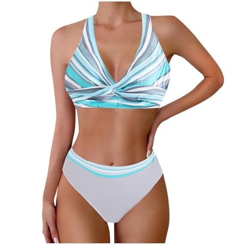 Cethrio Plus Size Vintage Printed Tummy Control Bikini Set