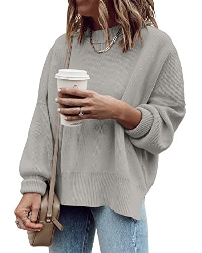 Imily Bela Women's Oversized Tunic Sweater Ribbed Knitija