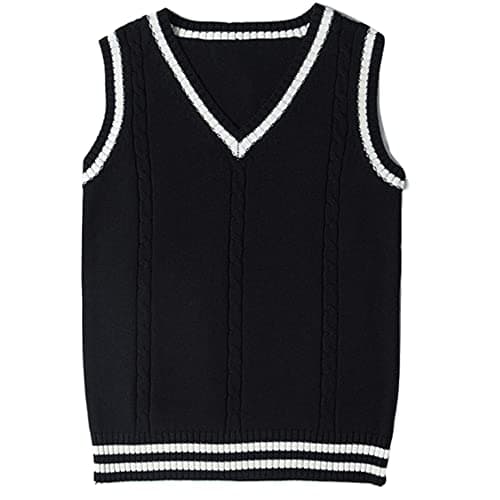 Jinghuiyue Women's Solid Color V-Neck Knit Vest