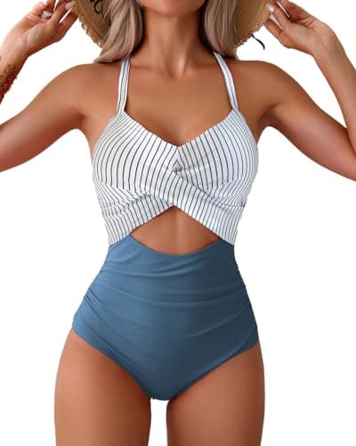 Limeeke Women's Tummy Control HighWaisted Cutout One Piece Swimwear