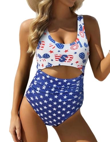 VIMPUNEC High-Waisted Tummy Control One-Piece Swimsuit Cut Out Design