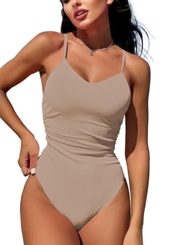 Swimall Women's Tummy-Control One Piece Swimsuit with O-Ring