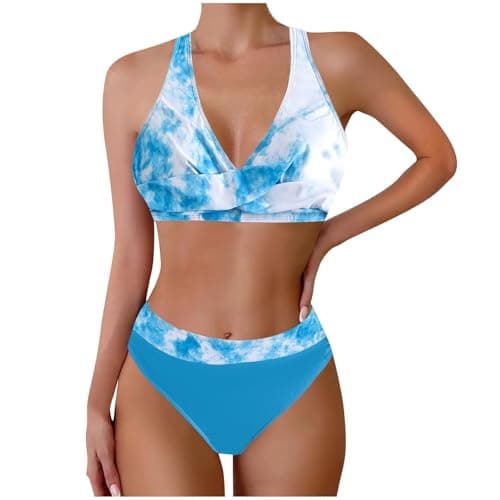Cethrio Plus Size Vintage Printed Tummy Control Bikini Set