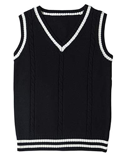 Locachy Women's Slim Fit V-Neck Sleeveless Cable Knit Sweater Vest