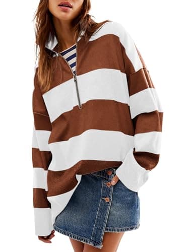 Yousify Oversized Women's Half Zip Turtleneck Sweater S-2XL