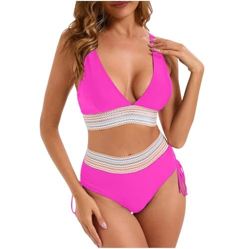 YNCSZEC Tummy Control High Waisted V-Neck Women's Two-Piece Bikini Set