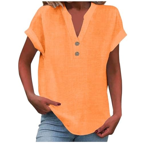 Lightweight Linen Shirts for Women Summer Casual Tops