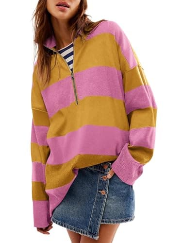 Yousify Oversized Women's Half Zip Turtleneck Sweater S-2XL