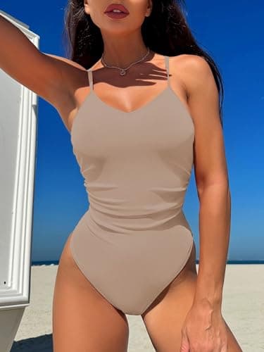Swimall Women's Tummy-Control One Piece Swimsuit with O-Ring