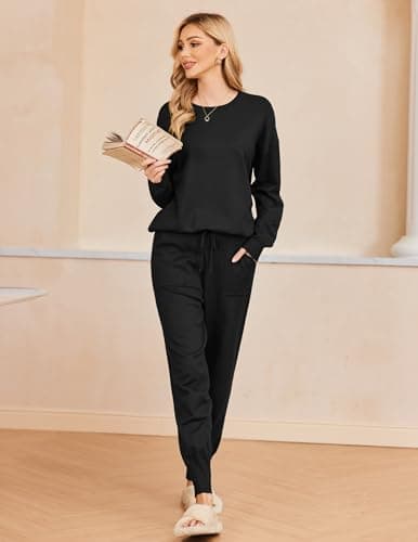 Ekouaer Women's Long Sleeve Pajama Set with Pockets S-XXL