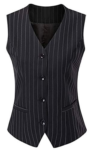 V VOCNI Women's Lined 4-Button V-Neck Dress Suit Vest