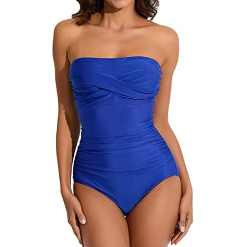 Smismivo Women's Strapless Tummy Control One-Piece Swimsuit