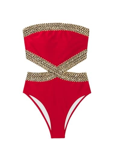 Milumia Women's Cut Out Strapless One Piece Swimsuit