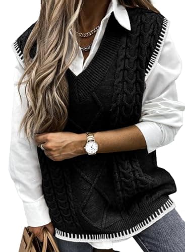 Oversized Women's V-Neck Sleeveless Sweater Vest