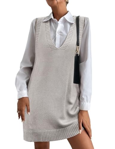 HOTOUCH Women's Oversized V-Neck Sweater Vest with Pockets