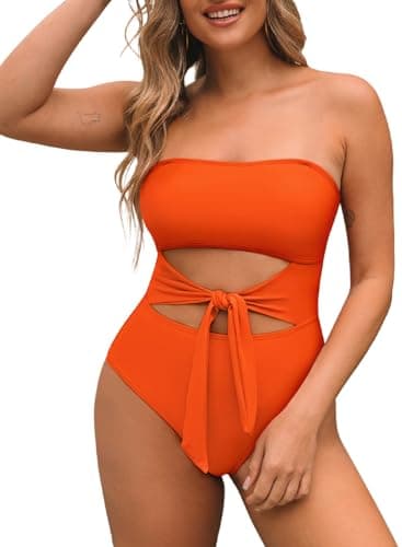 Pink Queen Women's Removable Strap Cutout High-Waist One-Piece Bathing Suit