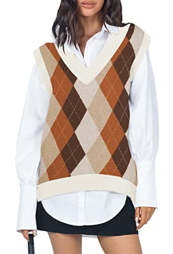 Viottiset Women's Oversized V-Neck Fuzzy Sweater Vest