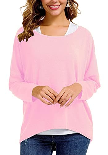 UGET Women's Oversized Batwing Sleeve Pullover Casual Top