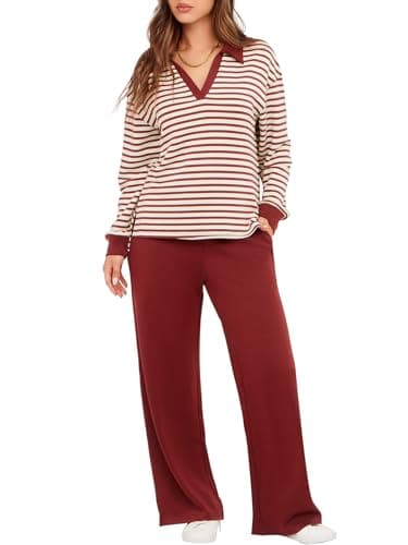 Glamaker Women's Matching Long Sleeve Sweatsuit and Wide Leg Pants Sets