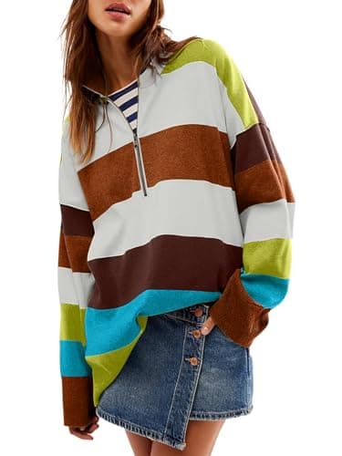 Yousify Oversized Women's Half Zip Turtleneck Sweater S-2XL