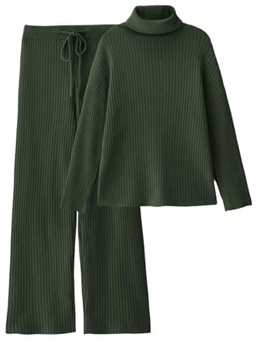 LILLUSORY Women's Cozy Turtleneck Sweater & Wide Leg Pants Set