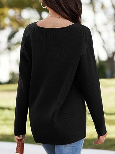 Imily Bela Women's Oversized Deep V Neck Tunic Sweater
