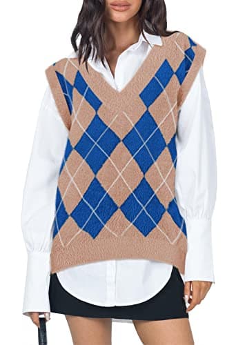 Viottiset Women's Oversized V-Neck Fuzzy Sweater Vest