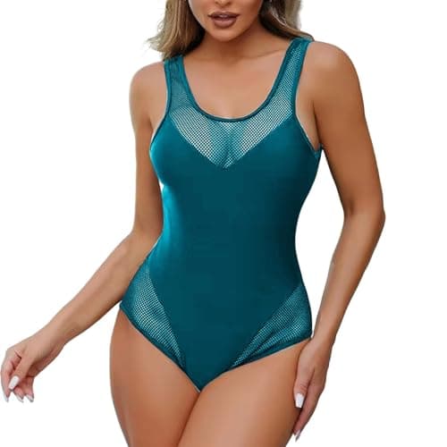 High Waisted Tummy Control Fishnet Swimsuit for Women Summer 2025