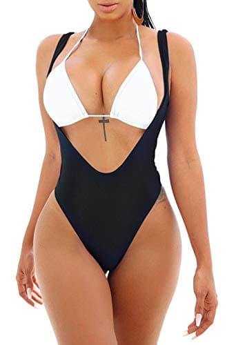 Viottiset Women's Halter Brazilian High Cut Push-Up Bikini Set