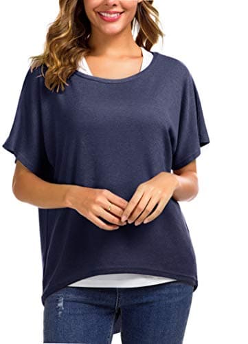 UGET Women's Oversized Batwing Sleeve Pullover Casual Top