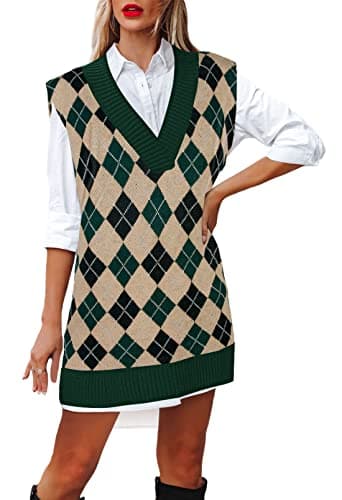 Viottiset Women's Oversized V-Neck Knit Sweater Vest