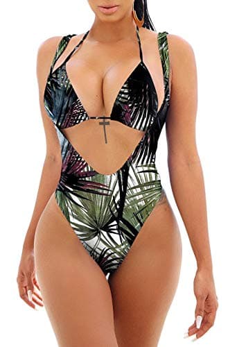 Viottiset Women's Halter Brazilian High Cut Push-Up Bikini Set