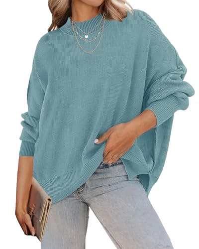 ZESICA Women's Casual Oversized Long Sleeve Ribbed Knit Pullover Sweater Tops