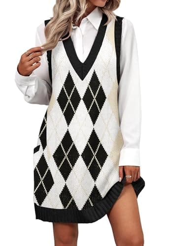 Zeagoo Women's V-Neck Knitted Sweater Dress with Pockets