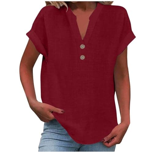 Lightweight Linen Shirts for Women Summer Casual Tops