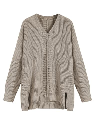 ZAFUL Women's Oversized V-Neck Long Sleeve Knit Sweater Trends Fall 2024