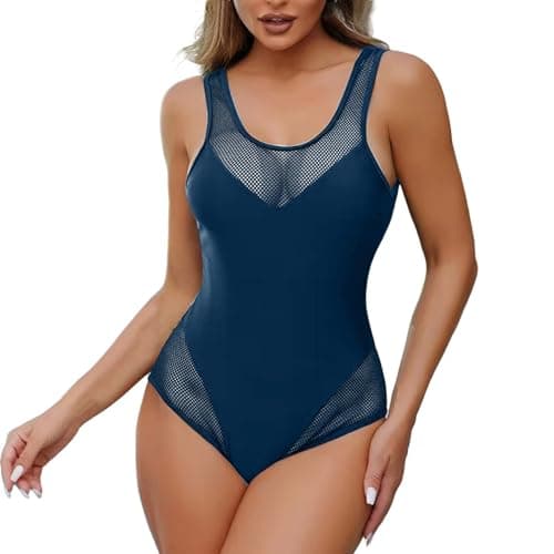 High Waisted Tummy Control Fishnet Swimsuit for Women Summer 2025
